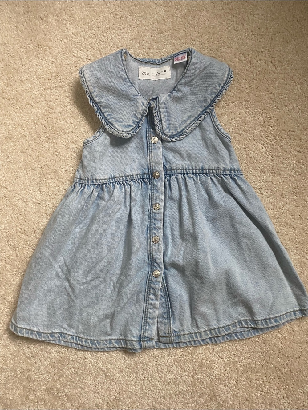 Zara Light Blue Denim Button-Front Dress